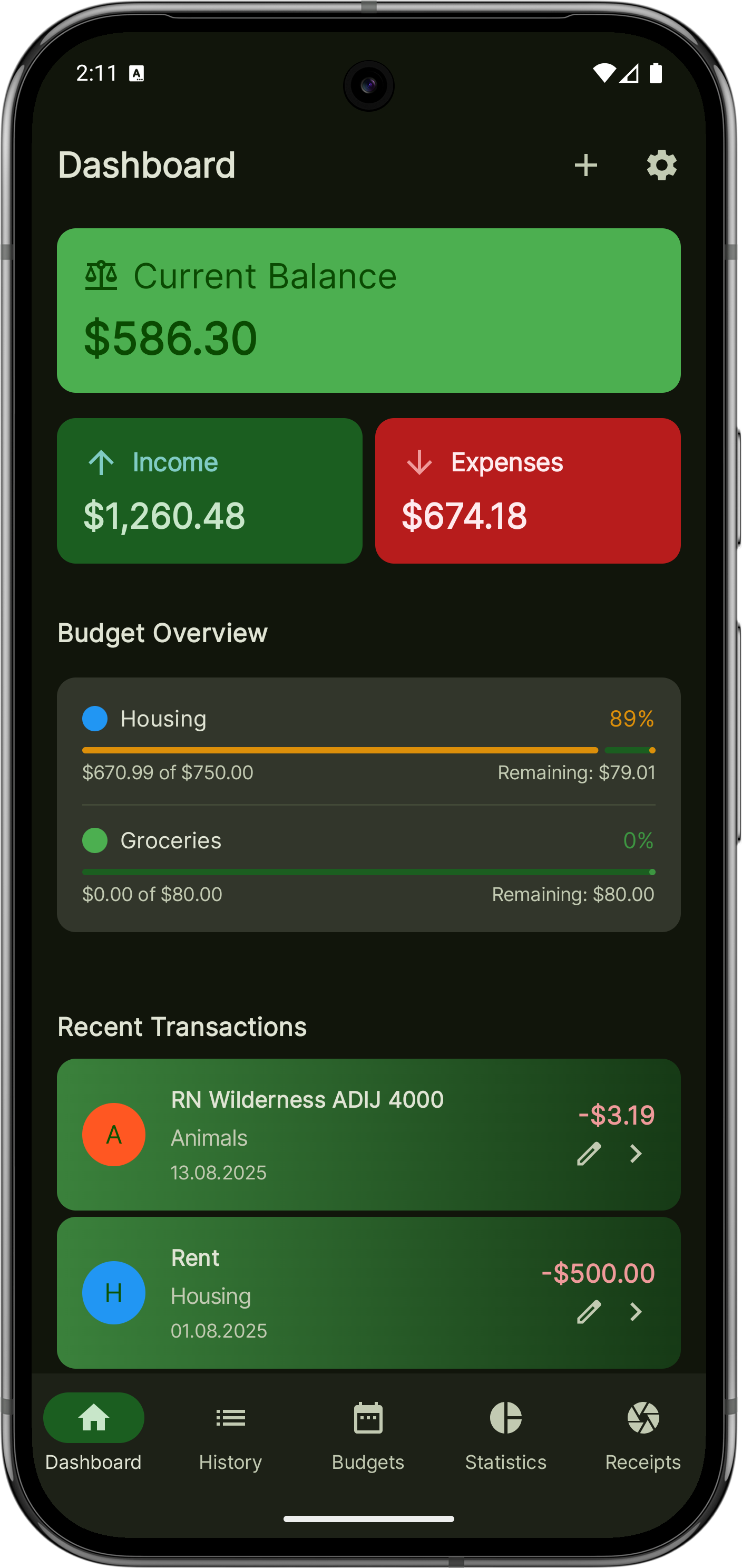 Dashboard Screenshot